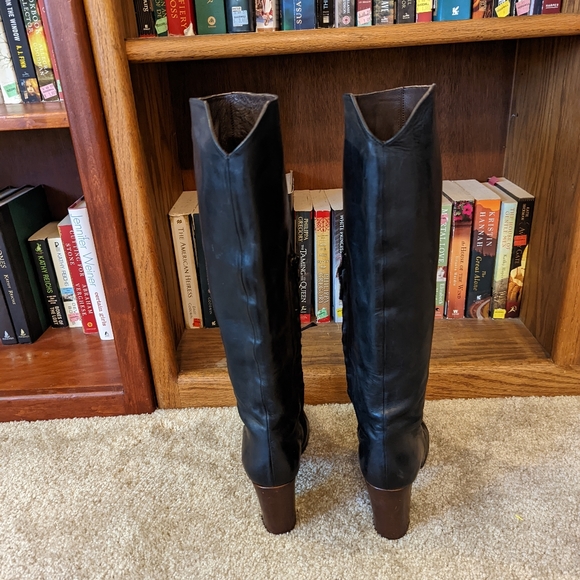 coclico black leather round toe inside zip tall boot sz 38.5 euc - Picture 3 of 9